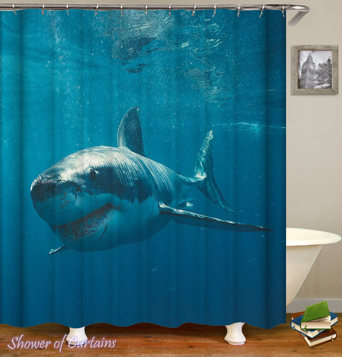 Shower Curtains  Great White Shark – Shower of Curtains