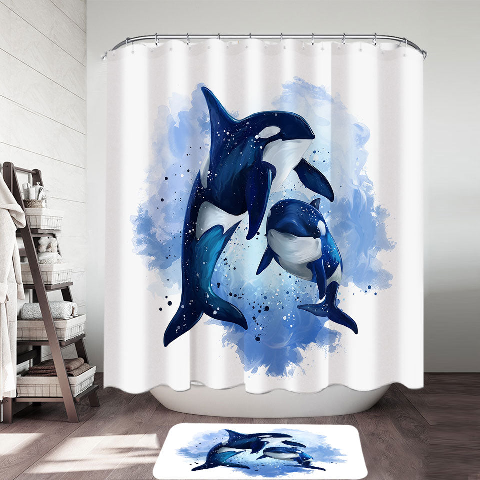 Ocean Orca Whales Art Shower Curtain Shower Of Curtains