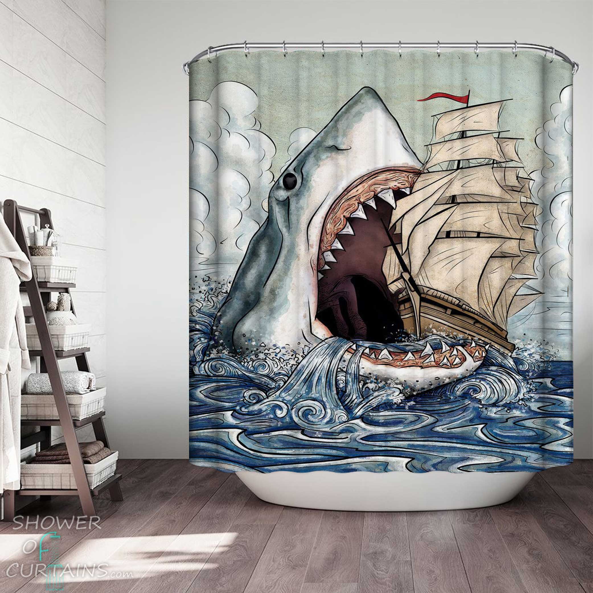 Shark shower store curtain