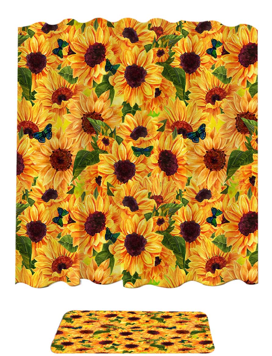 Sunflower Shower Curtain and Sunflower Shower Curtains Sets