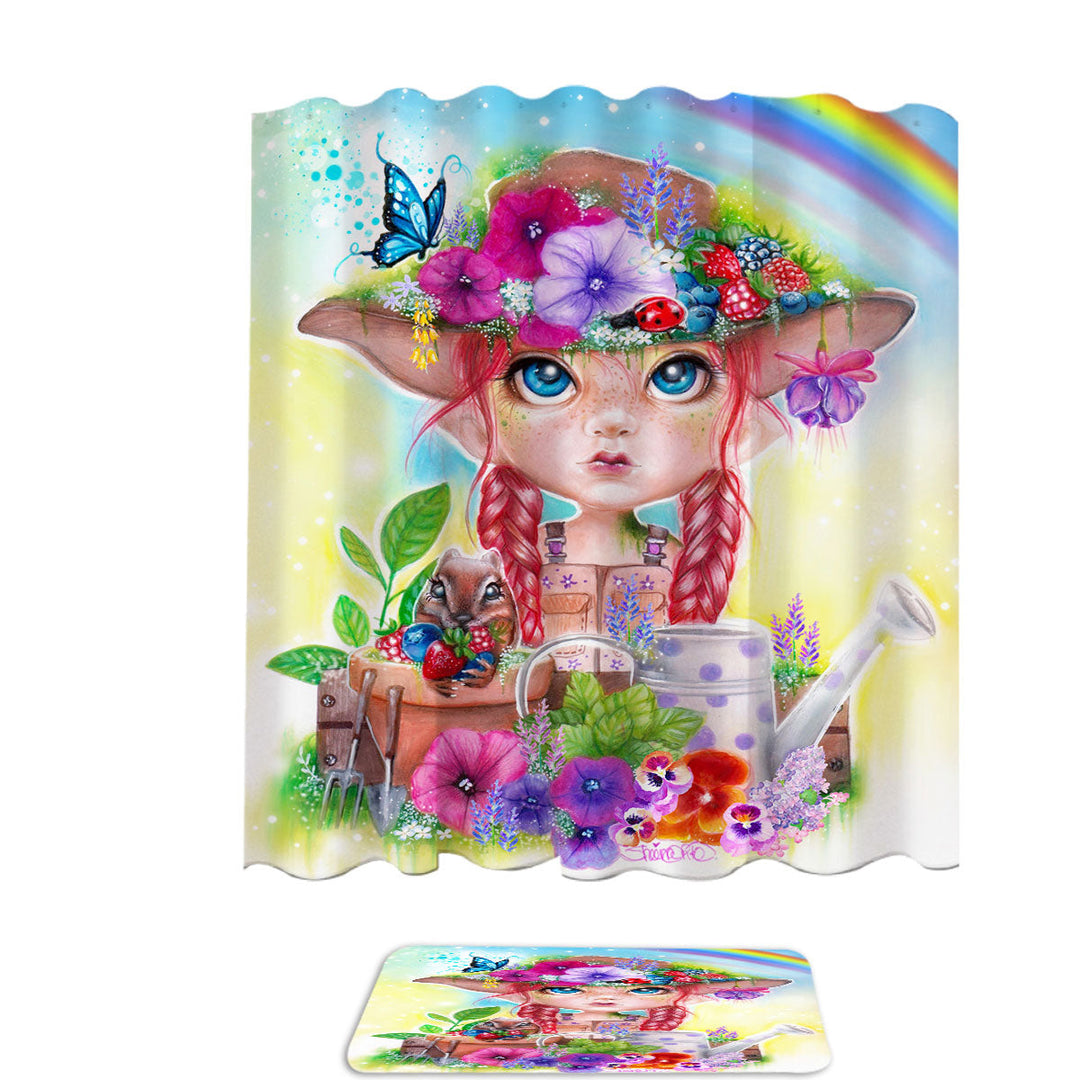 Adorable Kids Design Shower Curtains Gracie the Gardener Girl