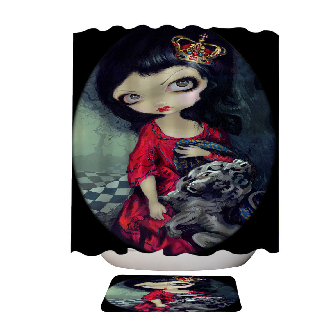 Alice Shower Curtains Fairytale Painting Looking Glass Red Queen