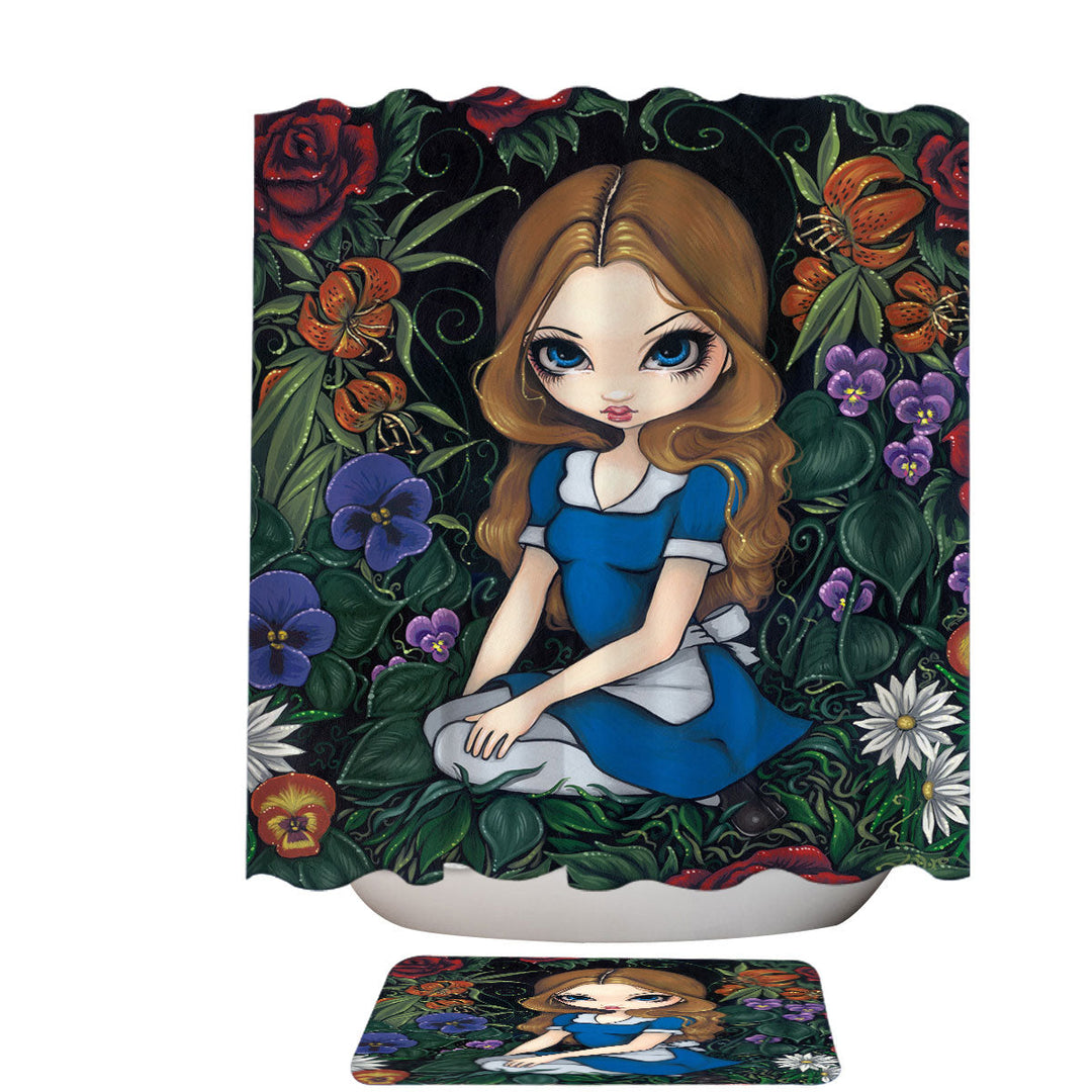 Alice and the Flowers Shower Curtain