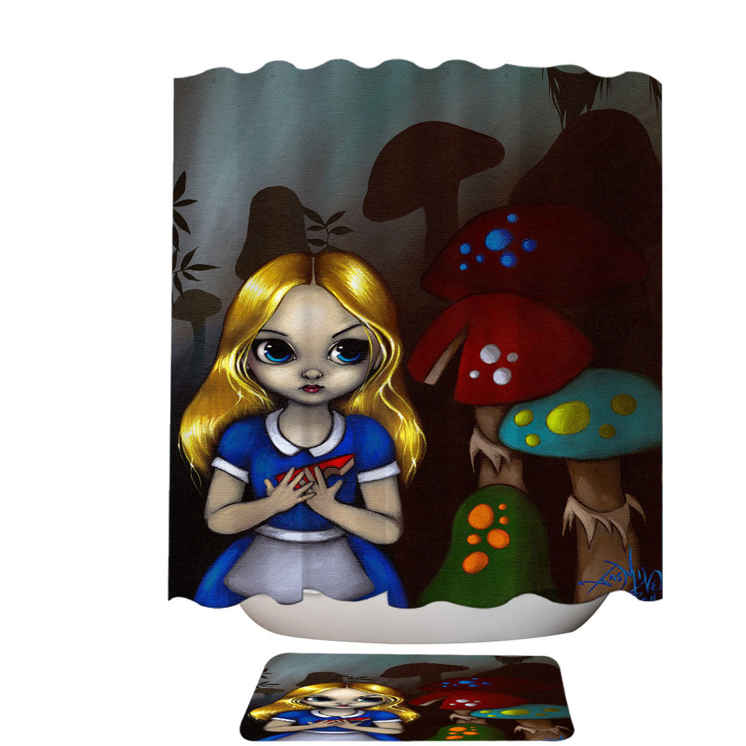 Alice and the Mushrooms Shower Curtain
