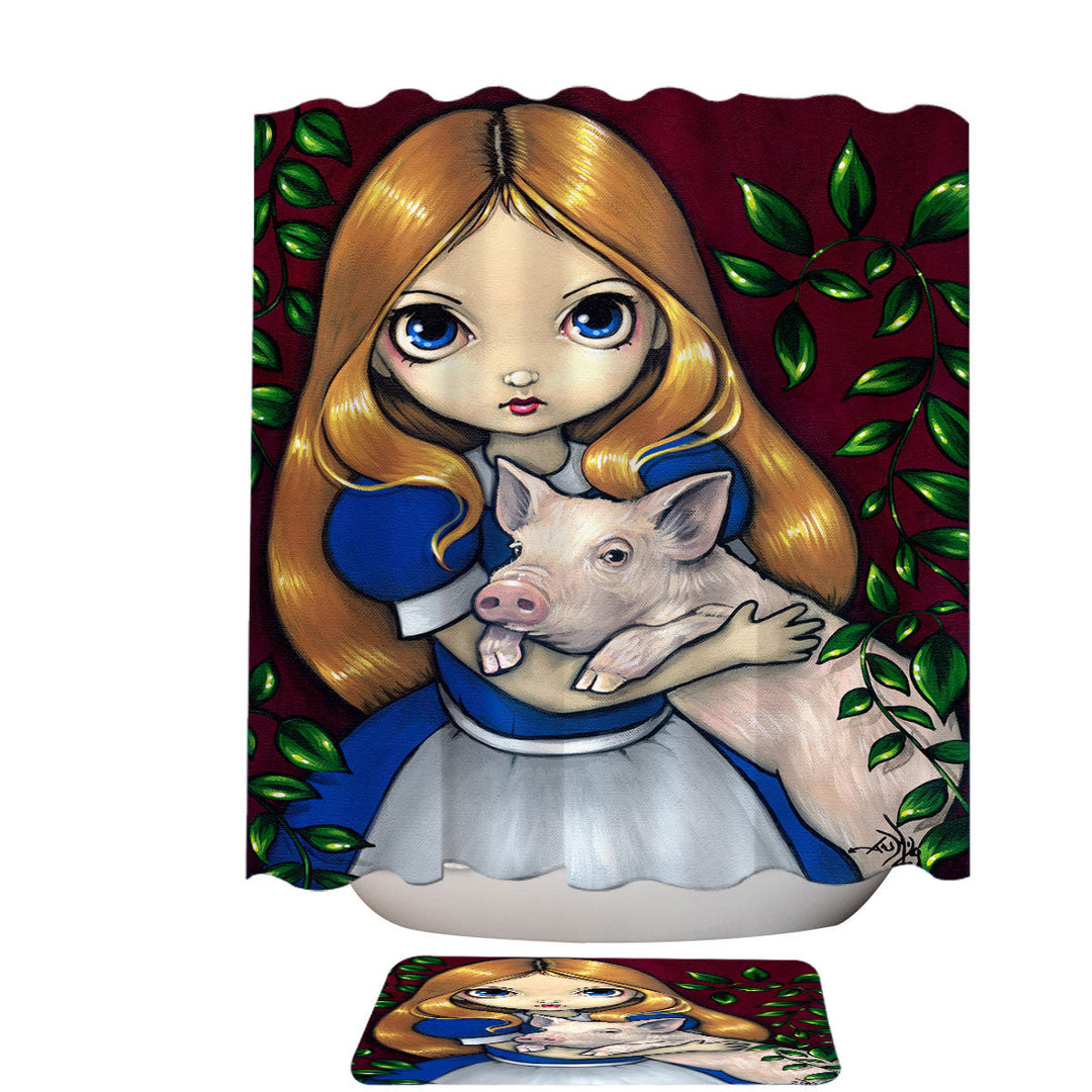 Alice and the Pig Shower Curtain