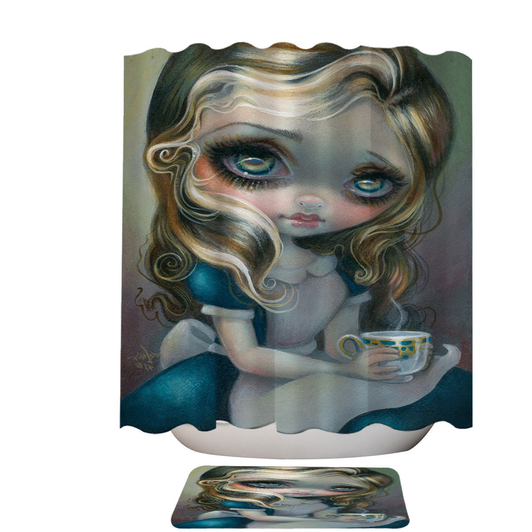 Alice_s Advice Tea Cup Alice Shower Curtains