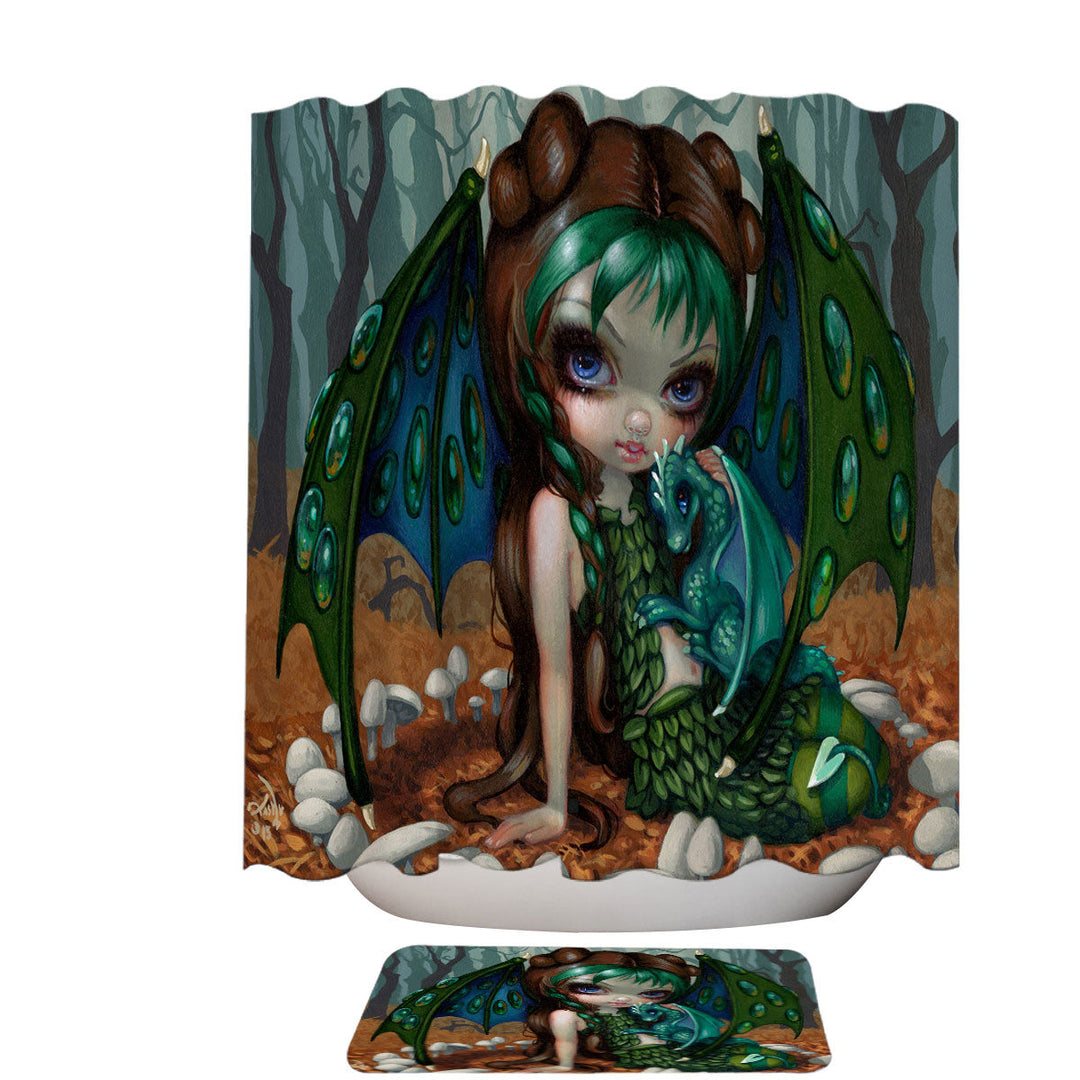 Beautiful Dragon Fairy and Her Ivy Dragonling Shower Curtain