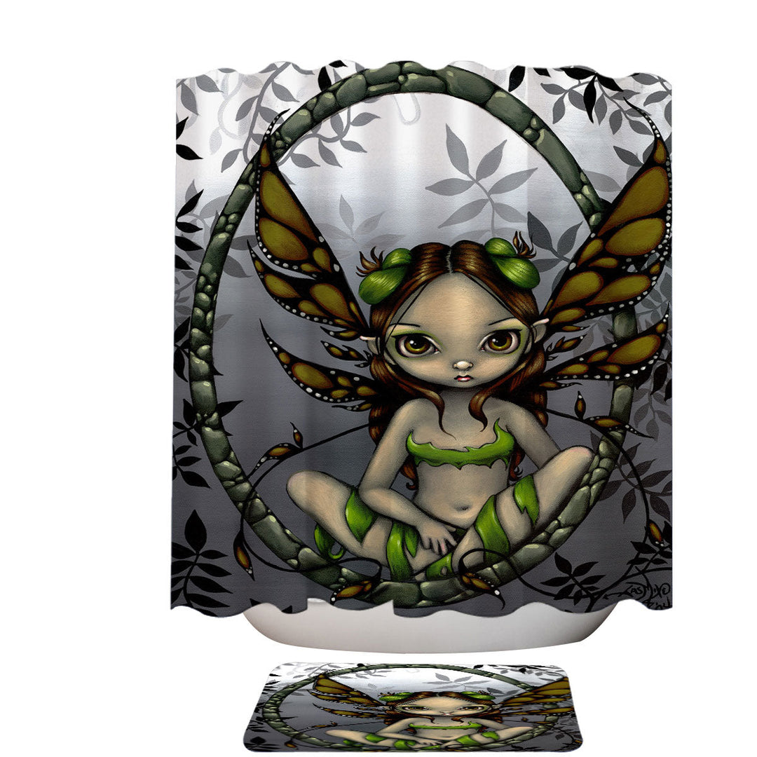 Big Eyed Hazel Fairy in the Forest Shower Curtains