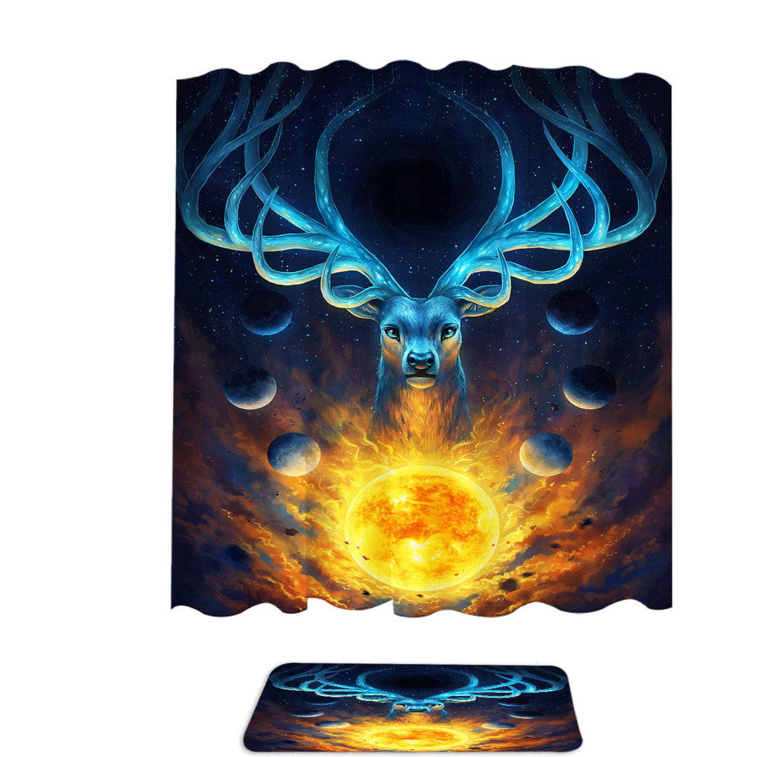 Celestial Sun Moons God Deer Shower Curtain