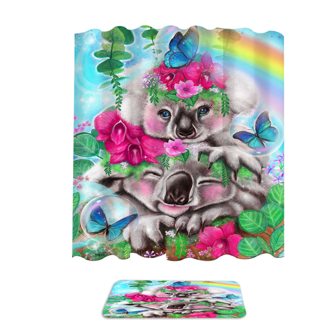 Colorful Kids Animal Best Buddies Koalas Shower Curtains