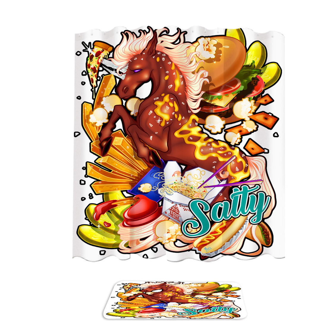 Cool Shower Curtain Unicorn Rudicorn Salty Junk Food