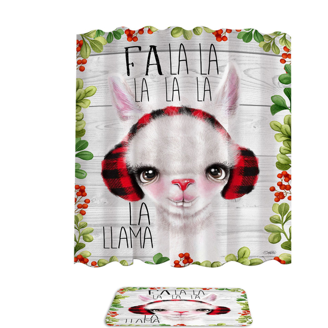 Cute Christmas Fa La La Llama Shower Curtain