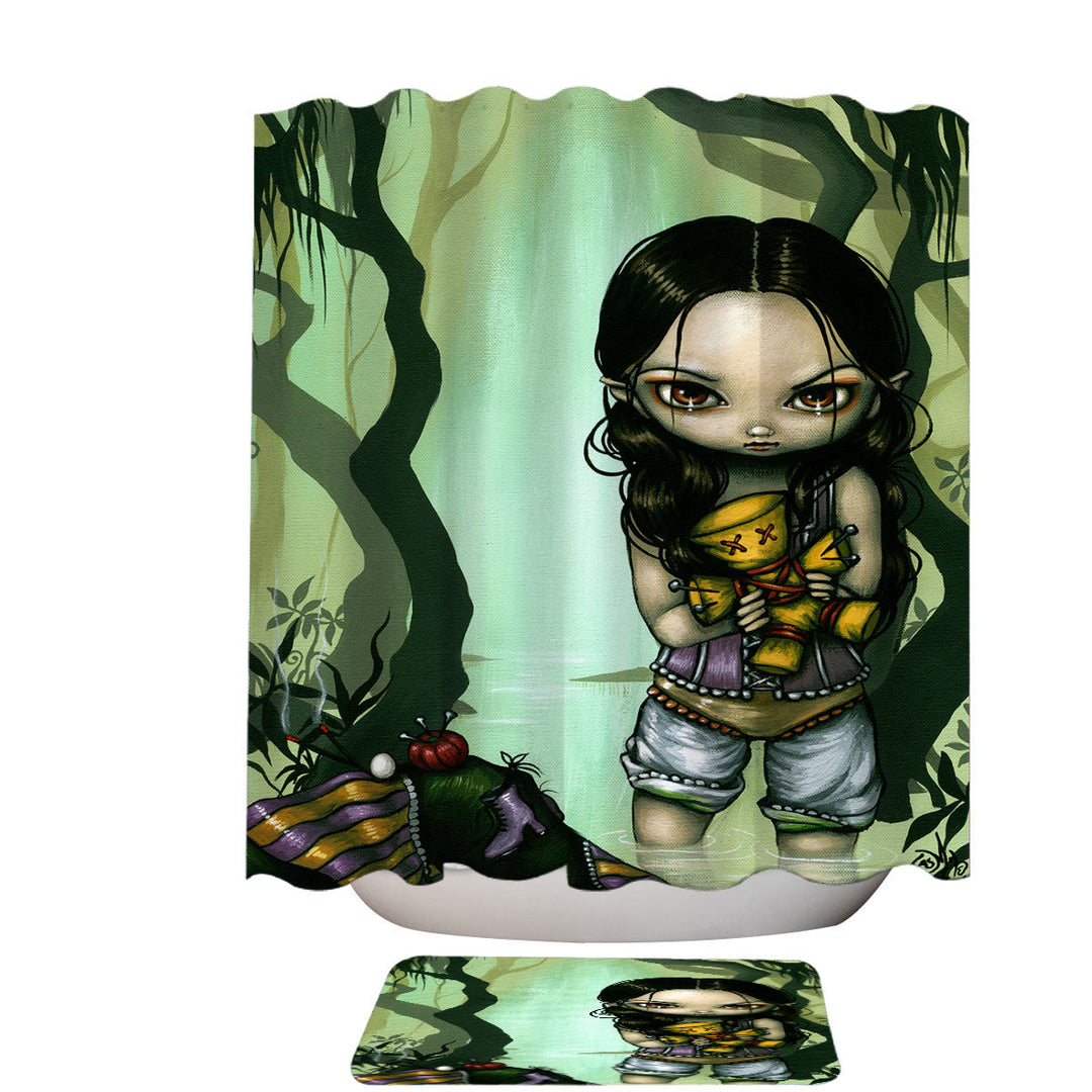 Cute Goth Girl and Voodoo Shower Curtain