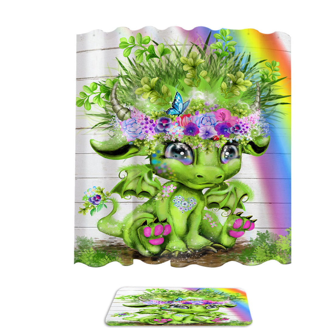 Cute Rainbow Summer Lil Dragon Shower Curtain