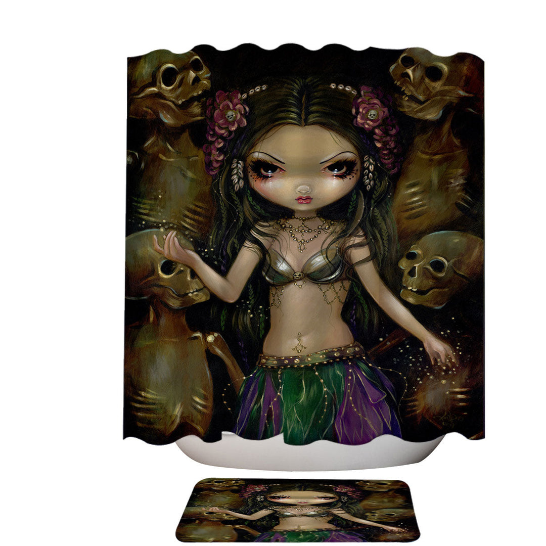 Danse Macabre Tribal Fusion Girl and Skeletons Shower Curtain