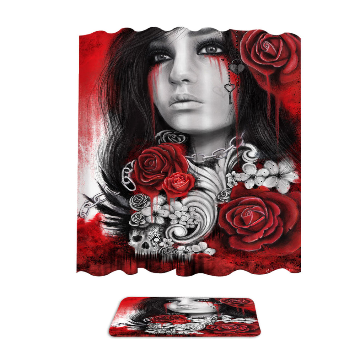 Dark Art Freed Beautiful Gothic Girl Shower Curtain