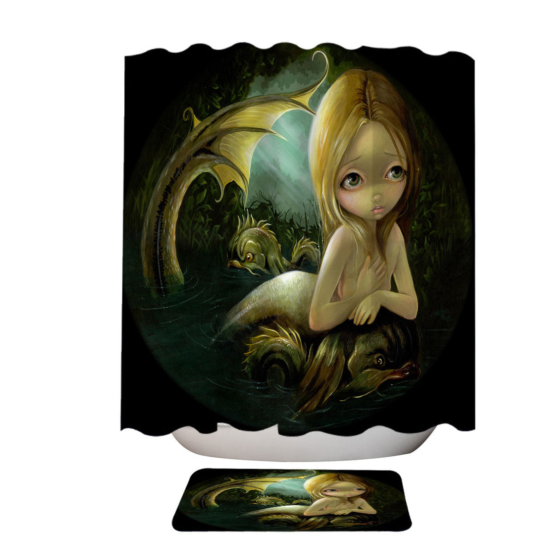 Dark Fantasy Art Shower Curtains with Mermaid a Certain Slant Of Light