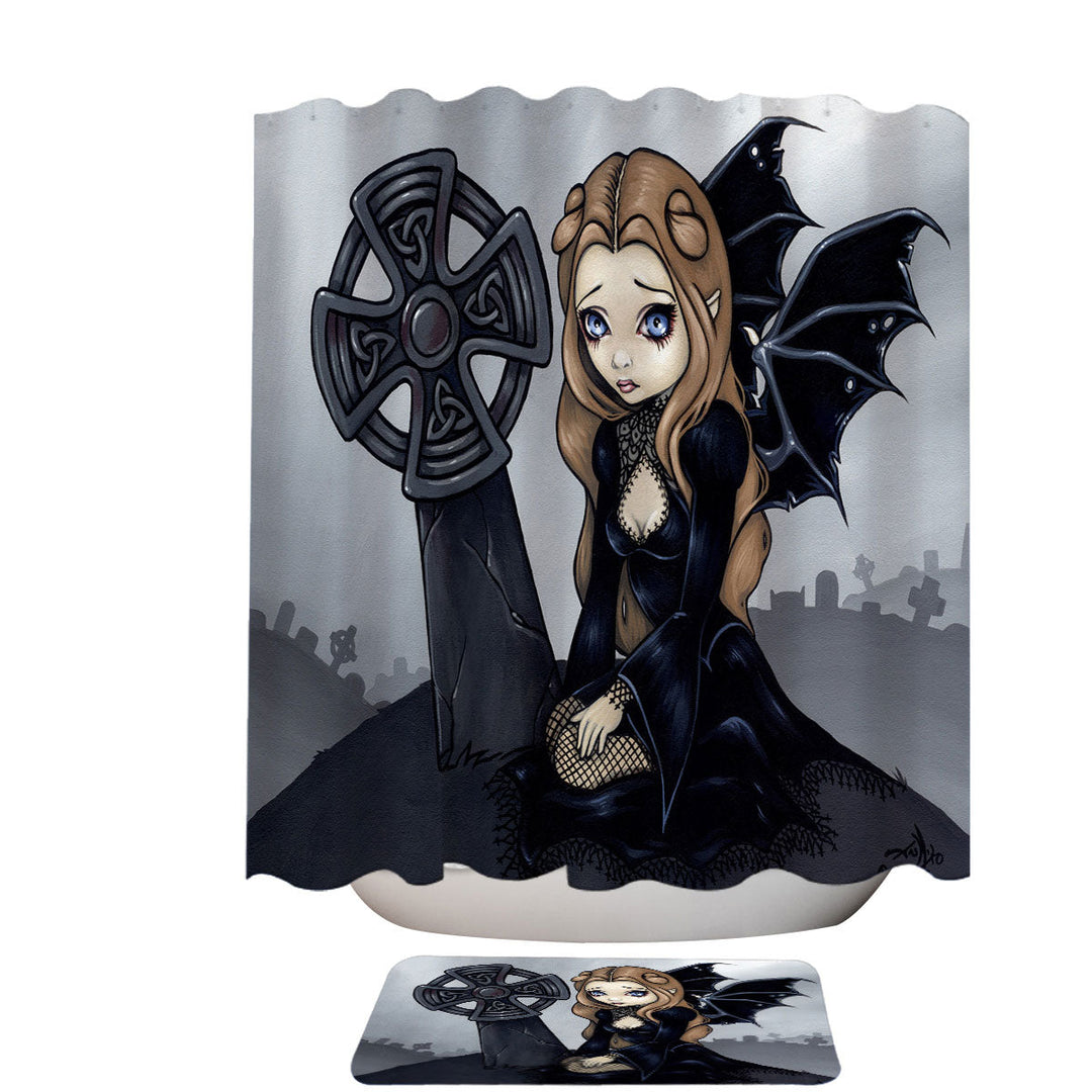 Doomed From the Start Gothic Fairy Celtic Cross Shower Curtain