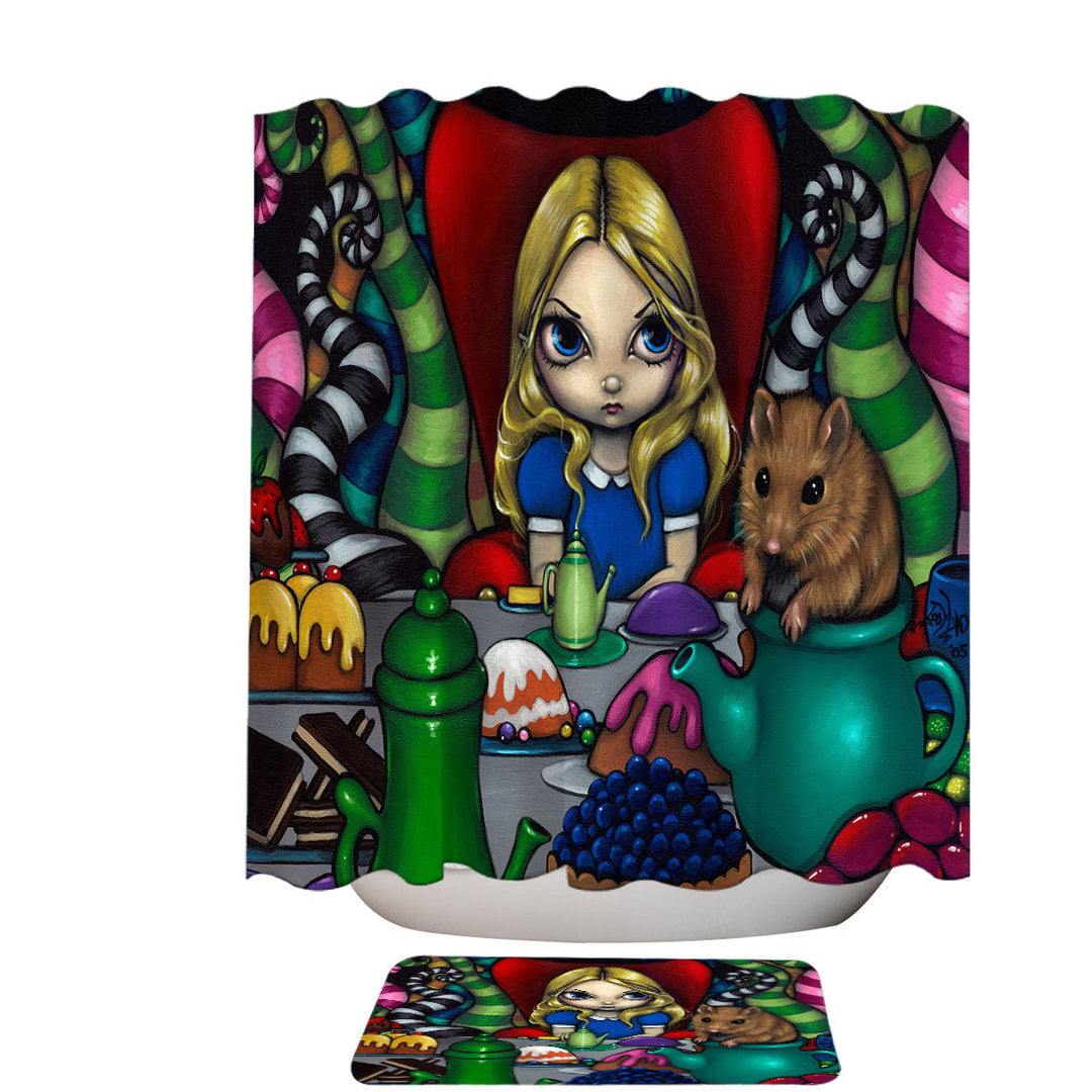 Fabric Shower Curtain of Alice and the Dormouse