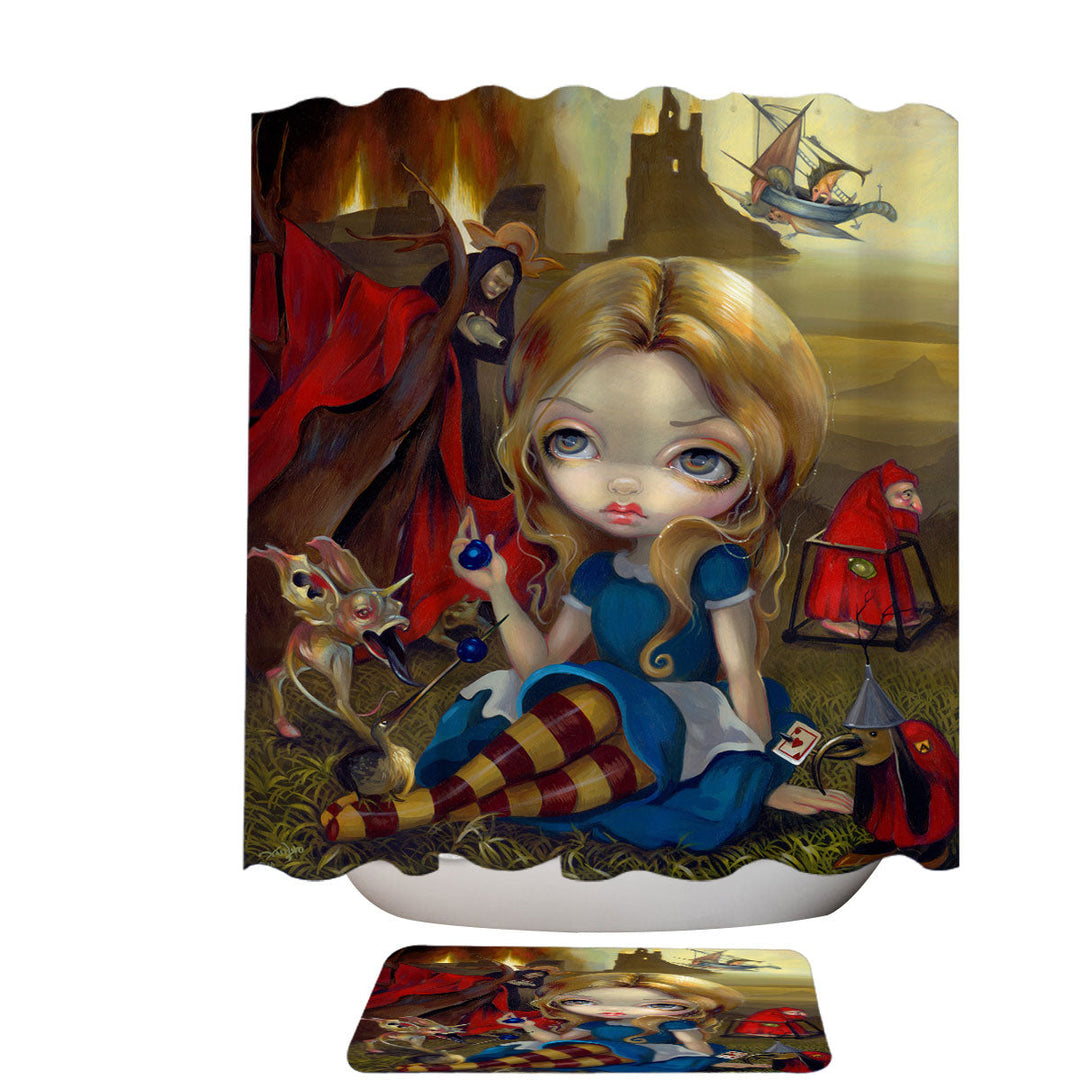 Fabric Shower Curtains of Alice and the Bosch Monsters