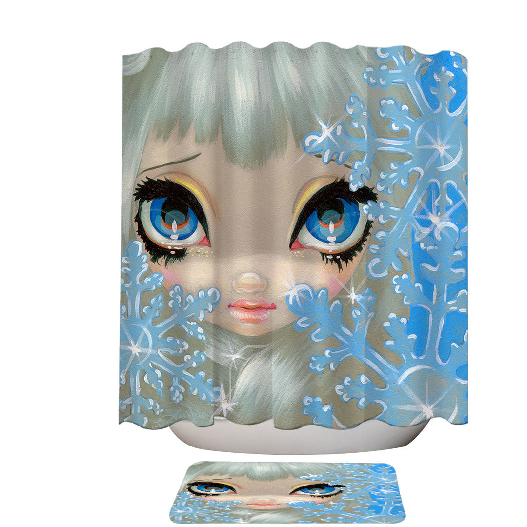 Faces of Faery _135 Beautiful Snowflake Ice Girl Trendy Shower Curtains
