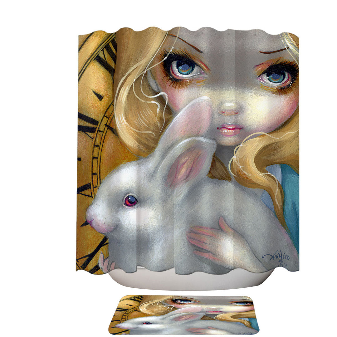 Faces of Faery _141 Blond Alice Girl and Bunny Shower Curtains