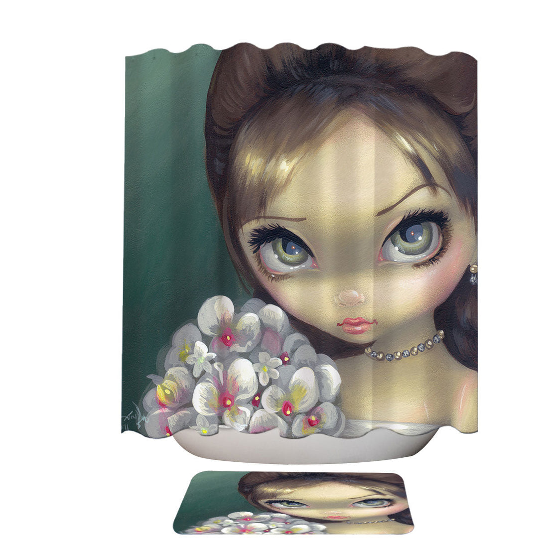 Faces of Faery _147 Elegant Girl with Flower Bouquet Shower Curtain