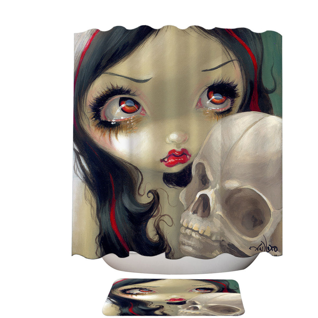 Faces of Faery _163 Scary Skull and Vampire Girl Shower Curtains Trends