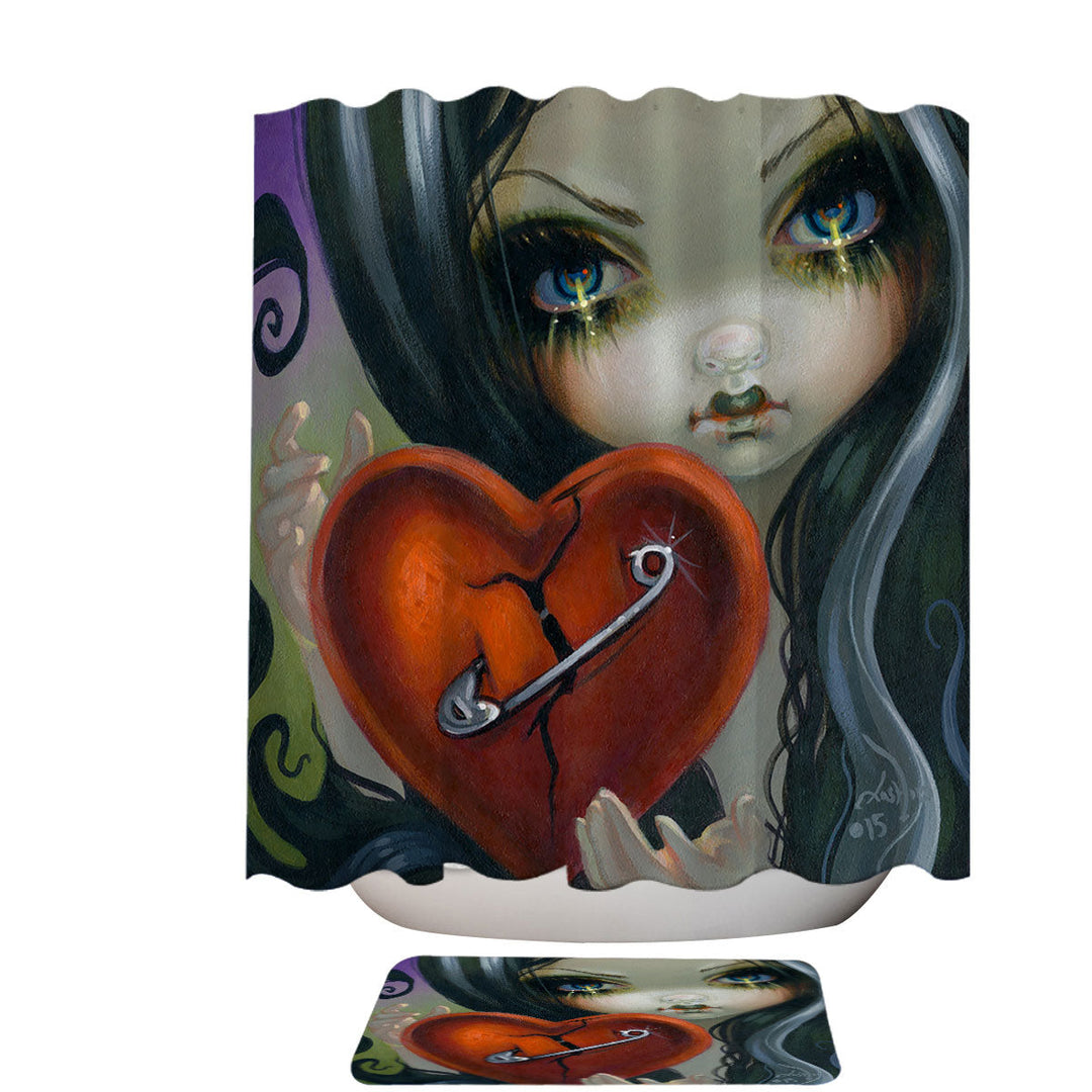 Faces of Faery _230 Goth Girl Fixing a Broken Heart Shower Curtain