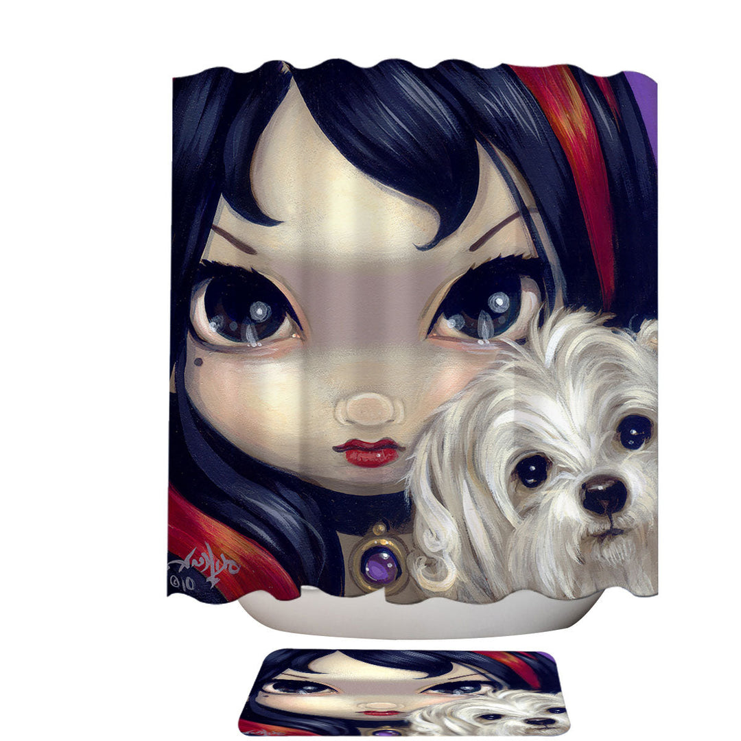 Faces of Faery _41 Girl with Adorable Maltese Dog Shower Curtain