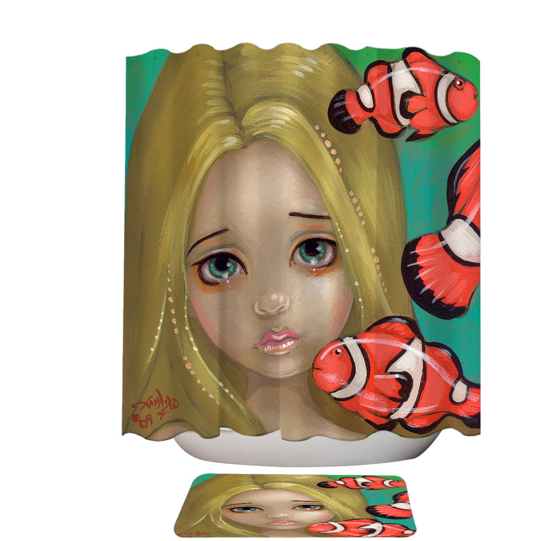 Faces of Faery _8 Girl and Clownfish Shower Curtain