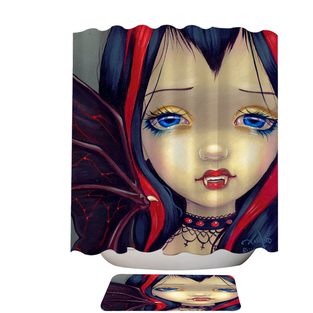 Faces of Faery _99 Vampire Goth Girl Fabric Shower Curtain