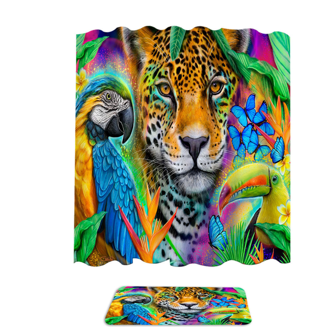 Faces of Nature Macaw Ara Jaguar Toucan Shower Curtain