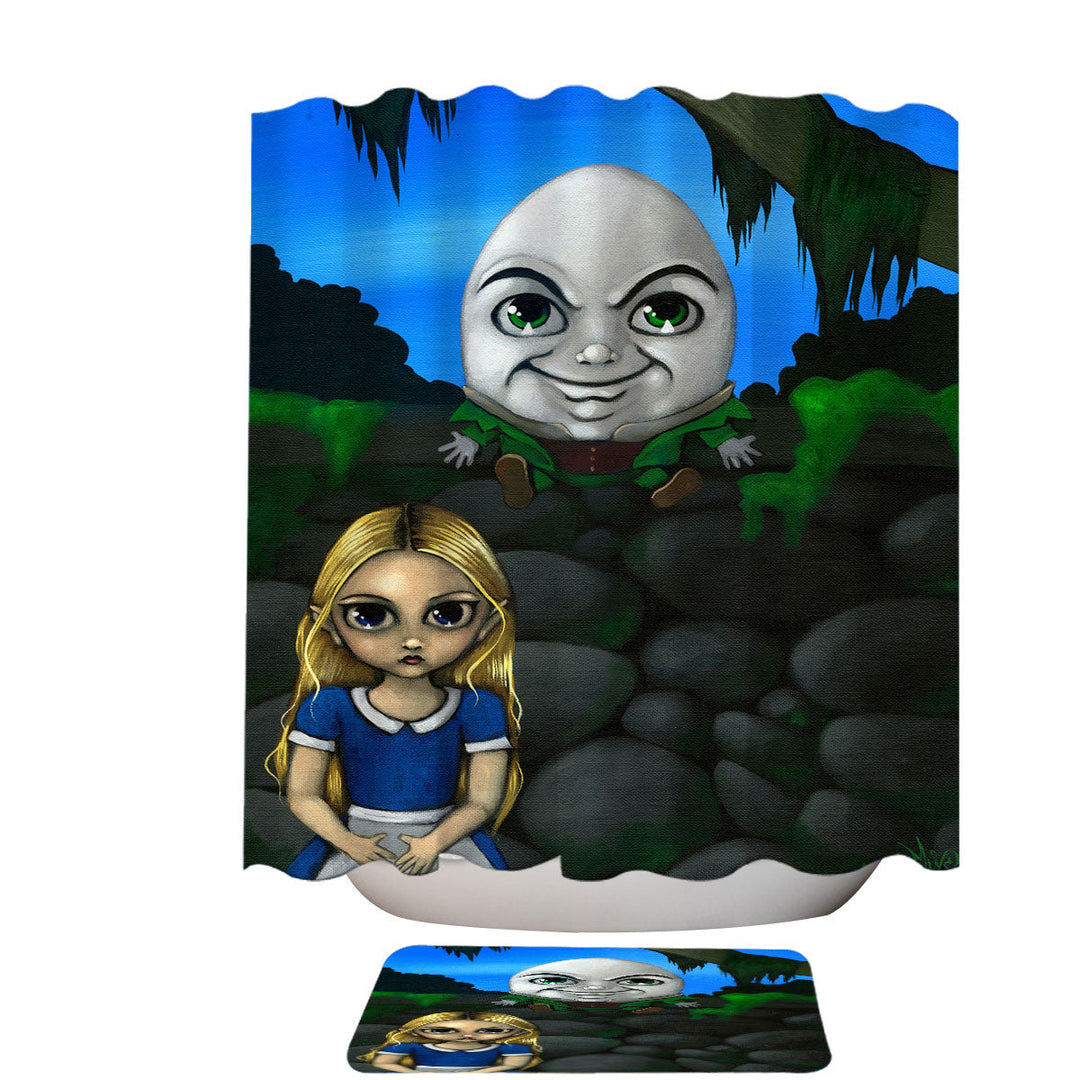 Fairytale Art Alice and Humpty Dumpty Shower Curtain