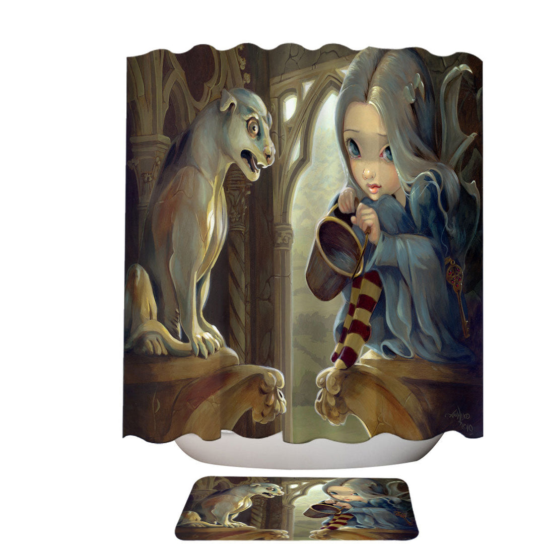 Fantasy Art Alannah and the Gargoyle Shower Curtain