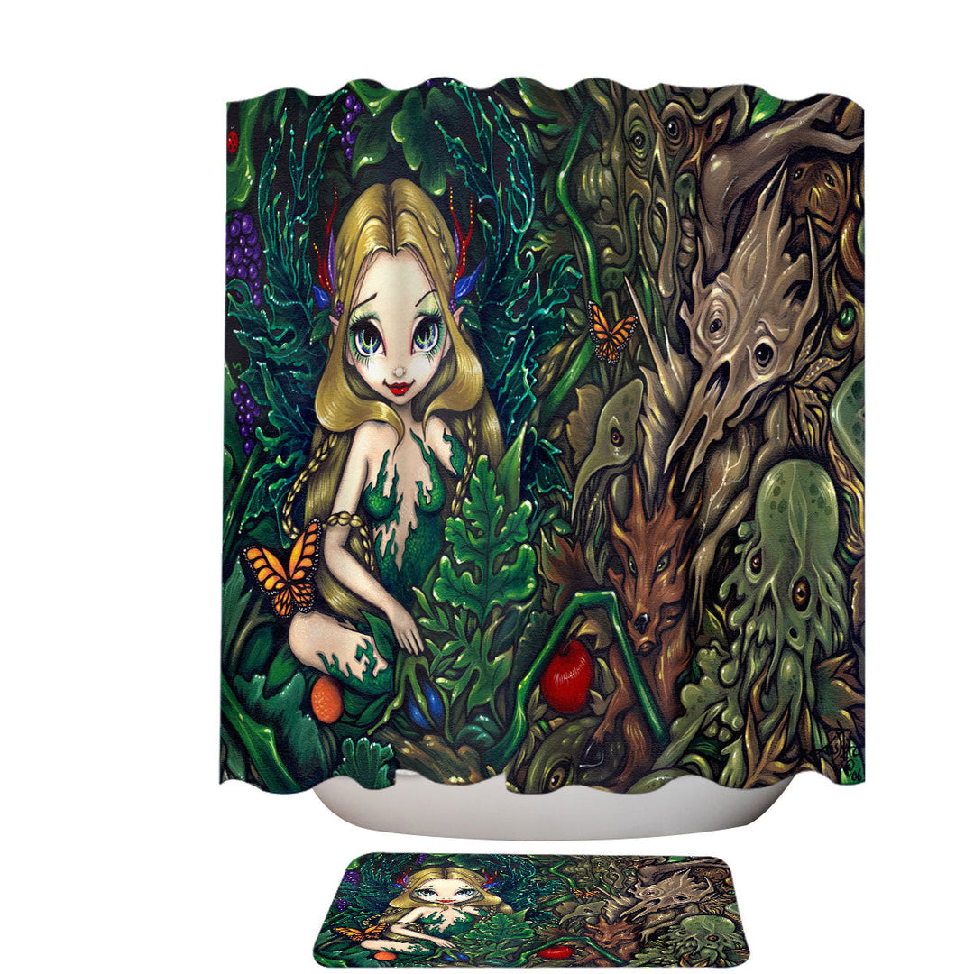 Fantasy Fairy of Summer and Hobgoblins of Autumn Fabric Shower Curtains