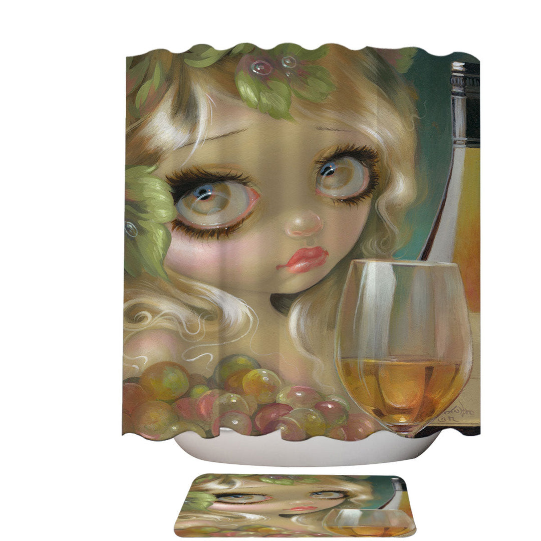 Fine Art Girl with Spirits of the Vine Chardonnay Shower Curtain