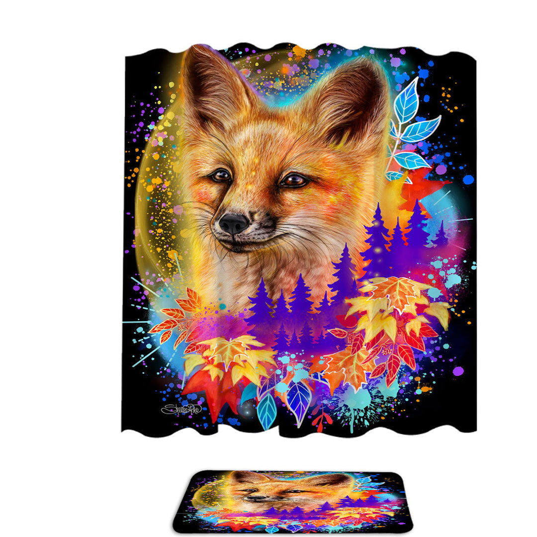 Forest Animals Art Red Fox Shower Curtains