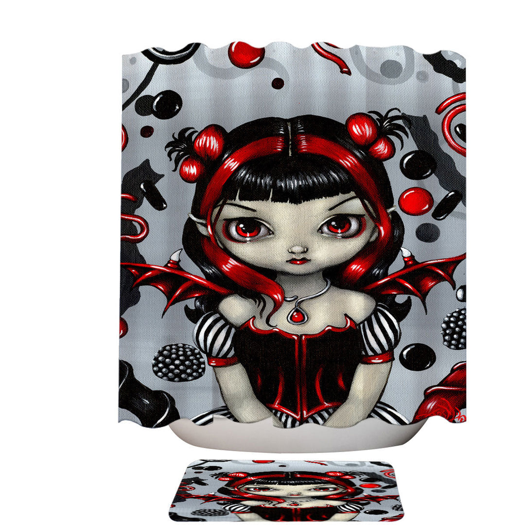 Goth Shower Curtains Red and Black Licorice Fairy