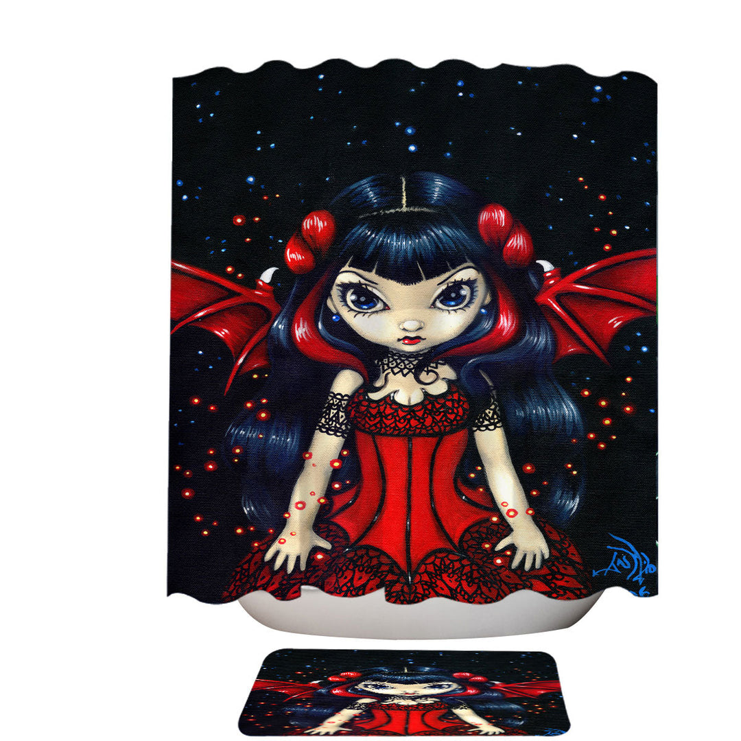 Gothic Shower Curtains Fairy in a Red Dress