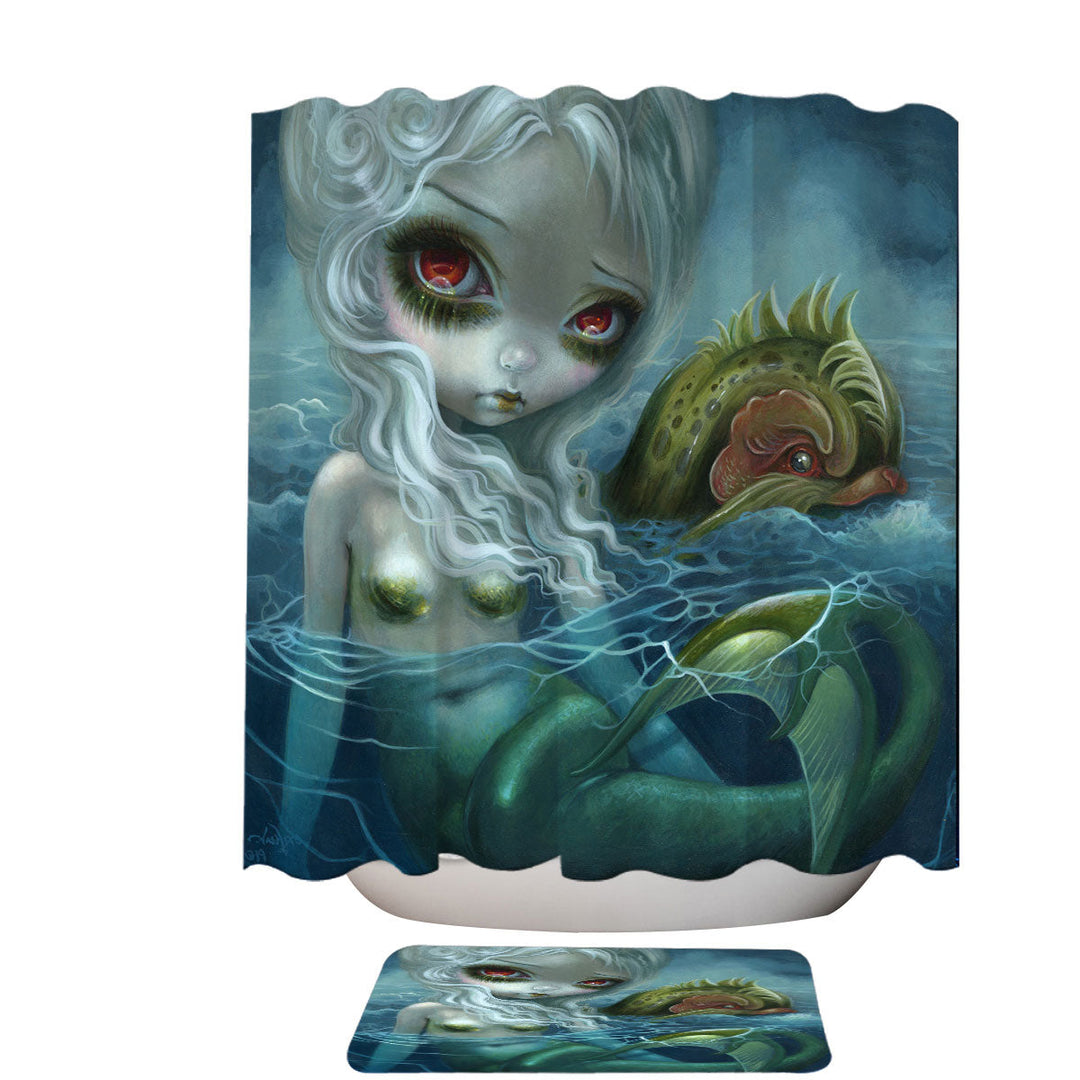 How Deep is the Ocean Fantasy Art Mermaid Shower Curtains Fabric