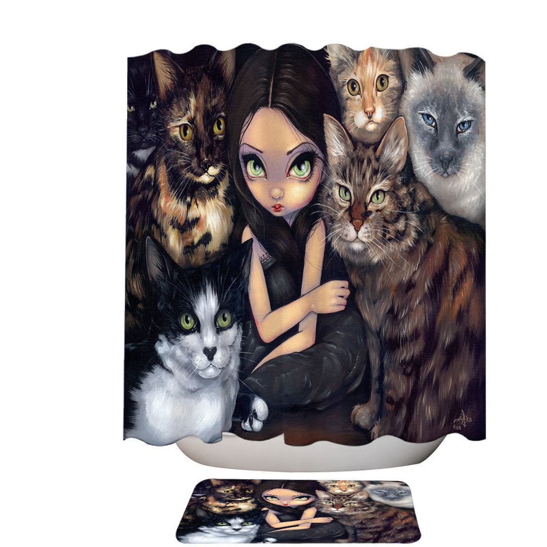 It is All About the Cats and Beautiful Girl Shower Curtain