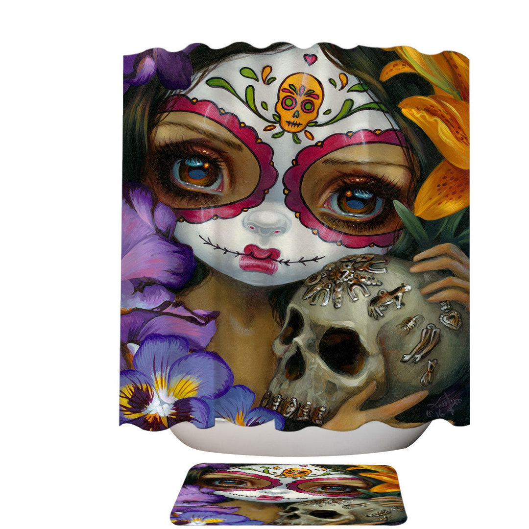 Milagros La Calavera Day of the Dead Shower Curtains