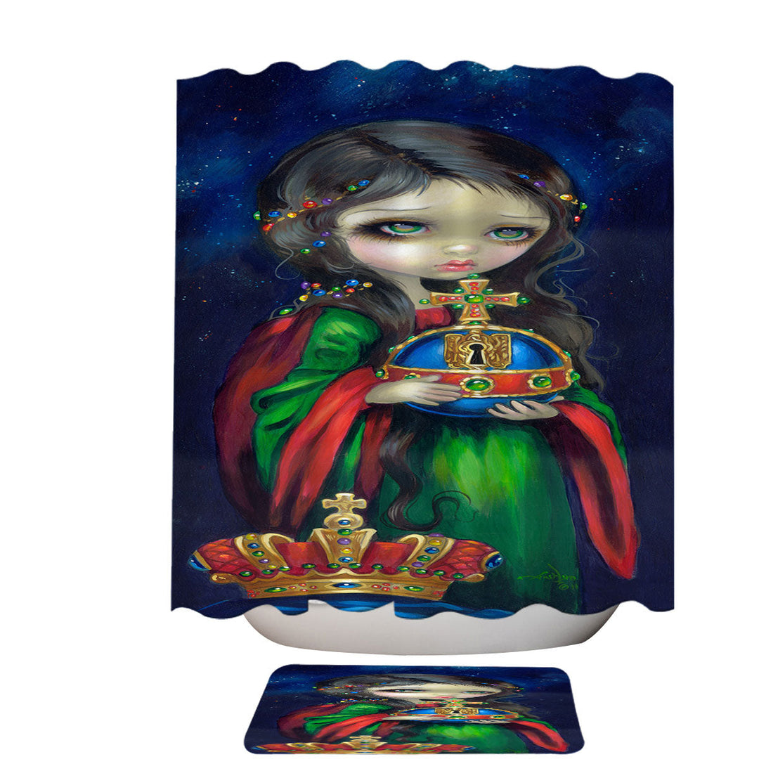 Occulto Orbis Beautiful Girl Holds Globus Cruciger Shower Curtains