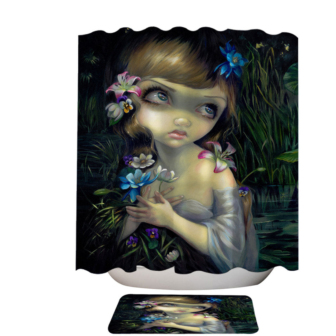 Ophelia Beautiful Girl in the Water Lilies Pond Shower Curtain