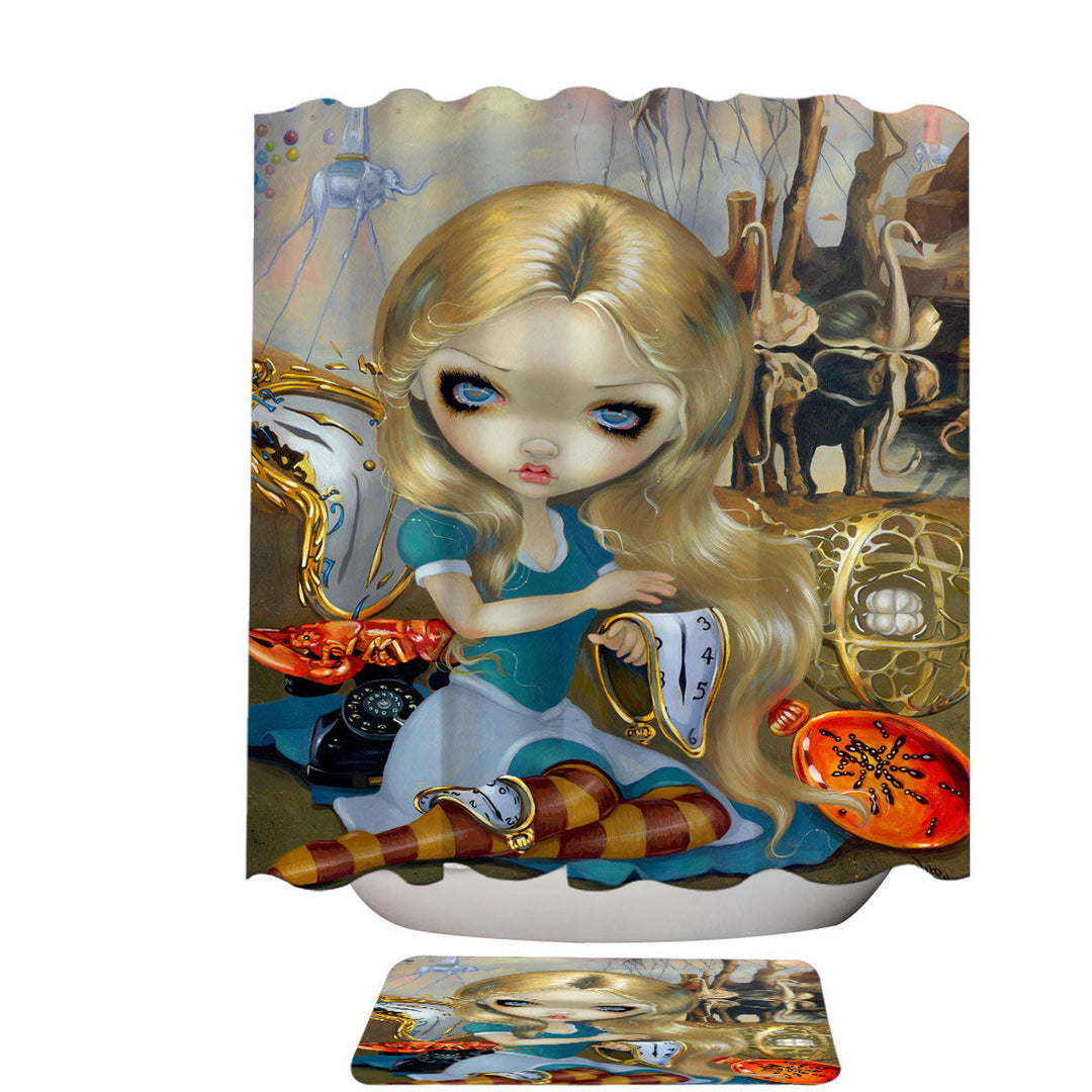 Painted Fantasy Shower Curtains Alice in a Dali Dream