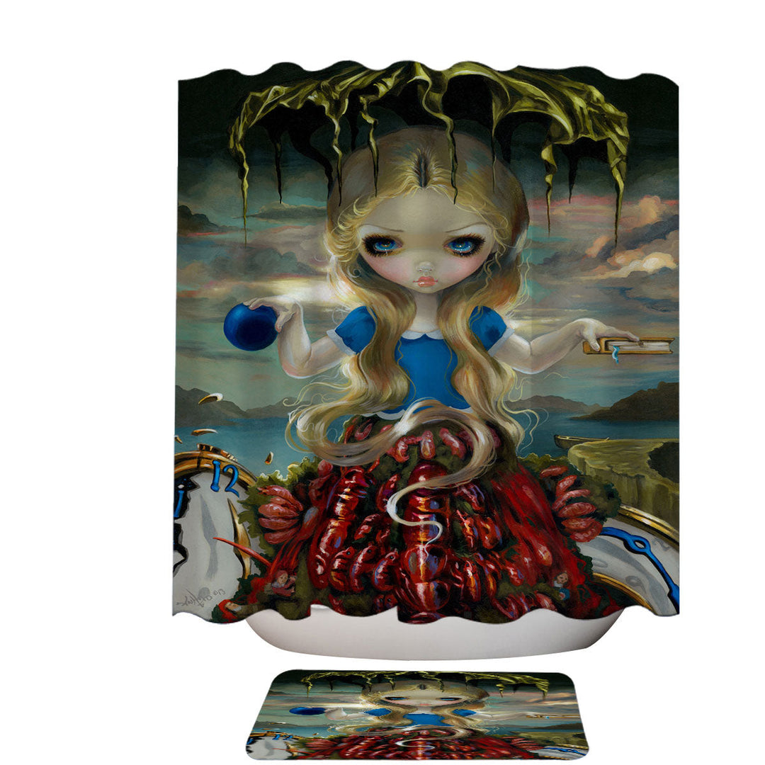 Painted Fantasy Shower Curtains Alice in a Dali Dress