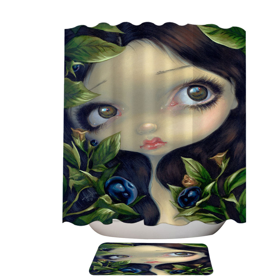 Poisonous Beauties Belladonna Girl with Berries Shower Curtain