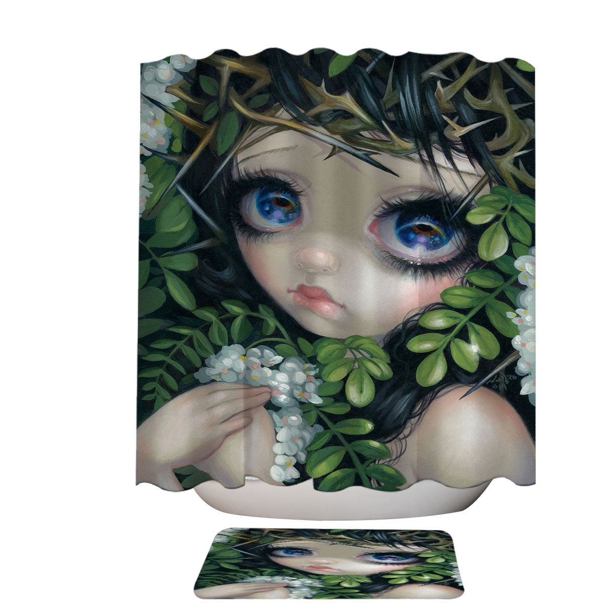 Poisonous Beauties Black Locust Girl with Leaves Shower Curtain ...