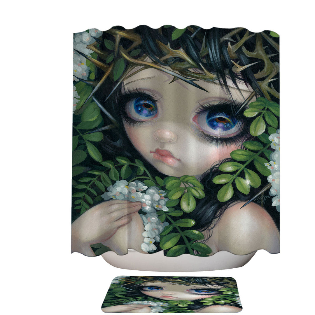 Poisonous Beauties Black Locust Shower Curtains Girl with Leaves